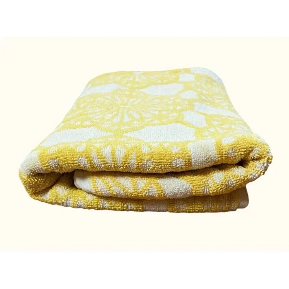 RARE Vintage 1960s Western Germany Move Cotton Yellow White Floral Towel 39 x 19